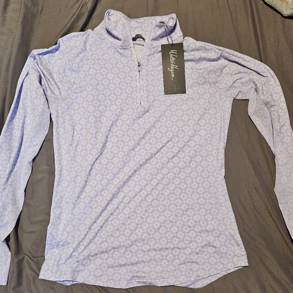 Walter Hagan Women's Performance Lilac Long Sleeved 1/4 Zip Golf Pullover 11 UV